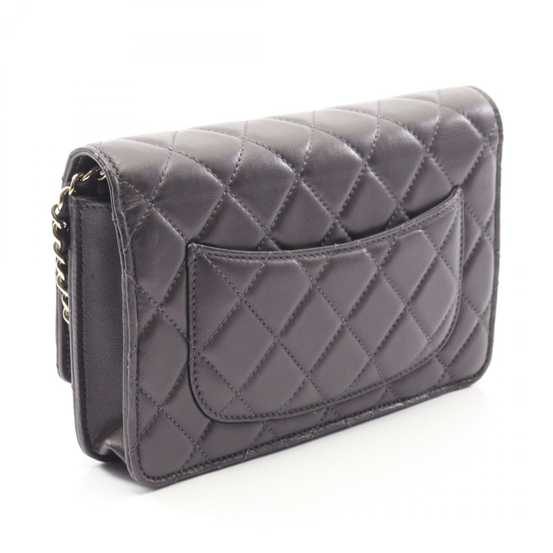 香奈兒 (CHANEL) 絎縫鏈條肩背斜背包，羊皮材質，紫色，金色五金，二手-1