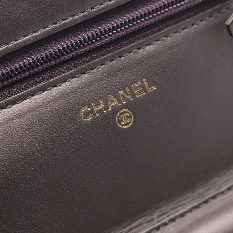 香奈兒 (CHANEL) 絎縫鏈條肩背斜背包，羊皮材質，紫色，金色五金，二手-3