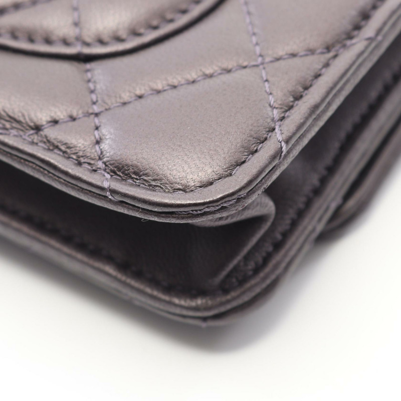 香奈兒 (CHANEL) 絎縫鏈條肩背斜背包，羊皮材質，紫色，金色五金，二手-8