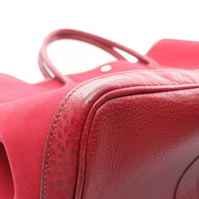 愛馬仕 Garden Party MM 手提包 I 帆布 峽灣皮革 Rouge vif SHW 二手-13