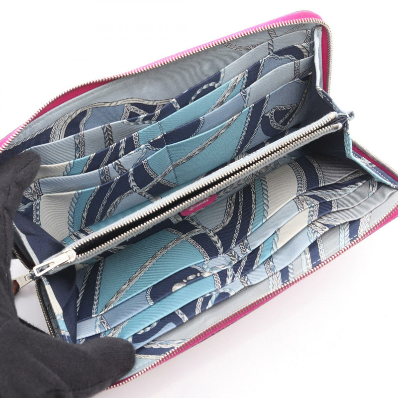 愛馬仕 Azap 長版 SilkIn Around 長版皮夾 C Epsom 玫瑰紫 二手 SHW-2