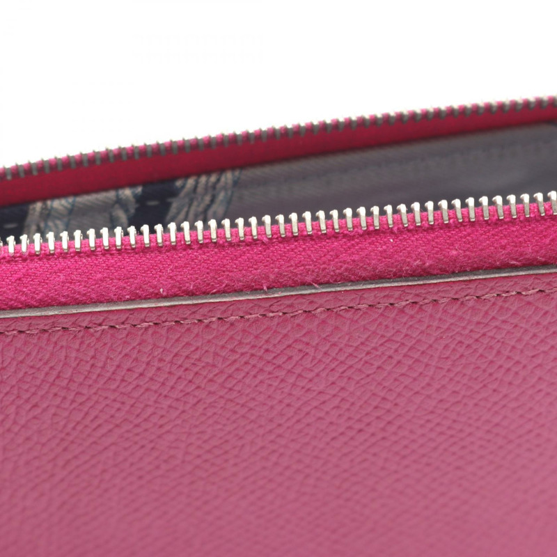 愛馬仕 Azap 長版 SilkIn Around 長版皮夾 C Epsom 玫瑰紫 二手 SHW-5