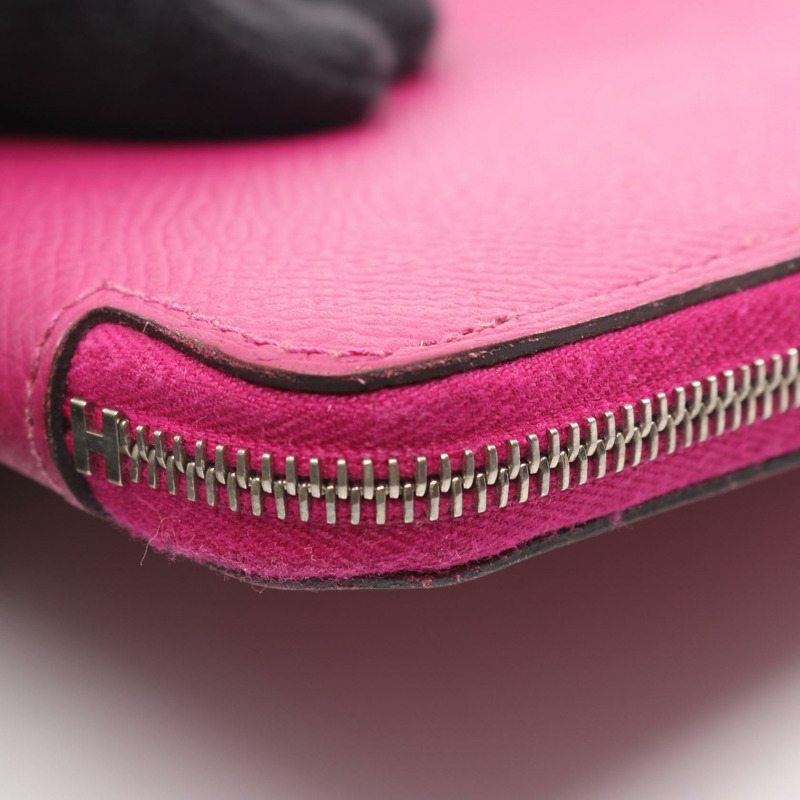 愛馬仕 Azap 長版 SilkIn Around 長版皮夾 C Epsom 玫瑰紫 二手 SHW-6