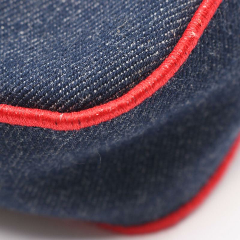 FENDI Mamma 水桶包 ROMA 單肩手提包 8BR771 牛仔布海軍藍紅色 二手 女士-4