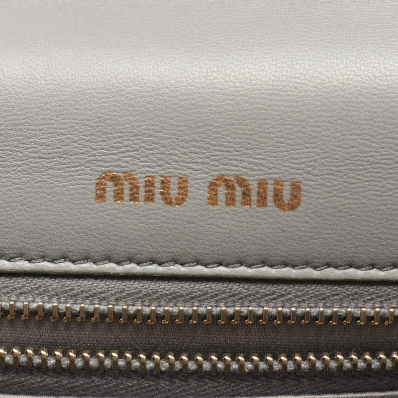 Miu Miu MATELASSE 斜背包單肩包 5BA094 皮革 灰色 二手 女士-3