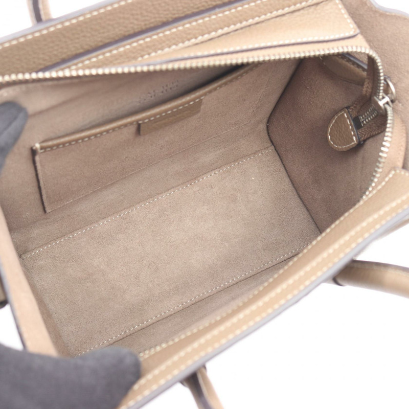 CELINE Luggage Nano Shopper 單肩斜背包 皮革 灰色 二手 女士-2