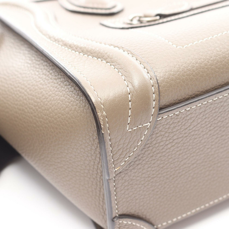 CELINE Luggage Nano Shopper 單肩斜背包,米色皮革,二手女款-8