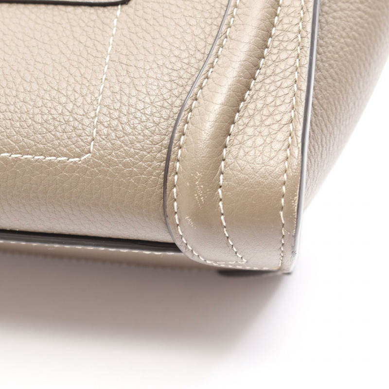 CELINE Luggage Nano Shopper 單肩斜背包,米色皮革,二手女款-9