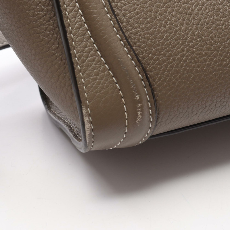 CELINE Luggage Nano Shopper 單肩斜背包,米色皮革,二手女款-11
