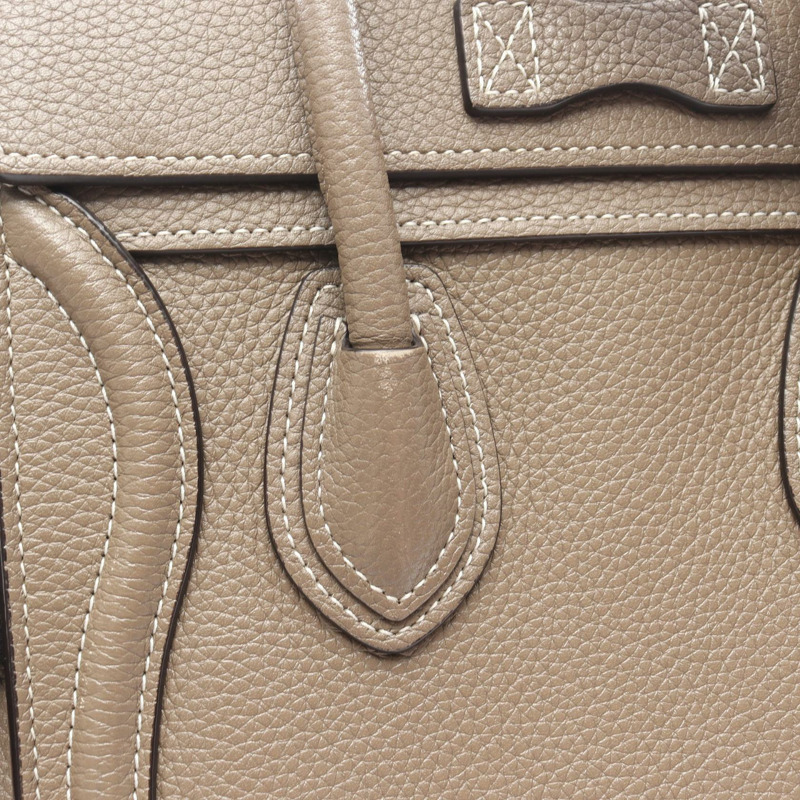 CELINE Luggage Nano Shopper 單肩斜背包,米色皮革,二手女款-13