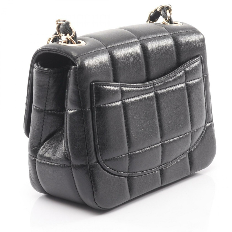 香奈兒巧克力棒迷你翻蓋單肩包 AS3744 羊皮 黑色 二手 金色五金-1