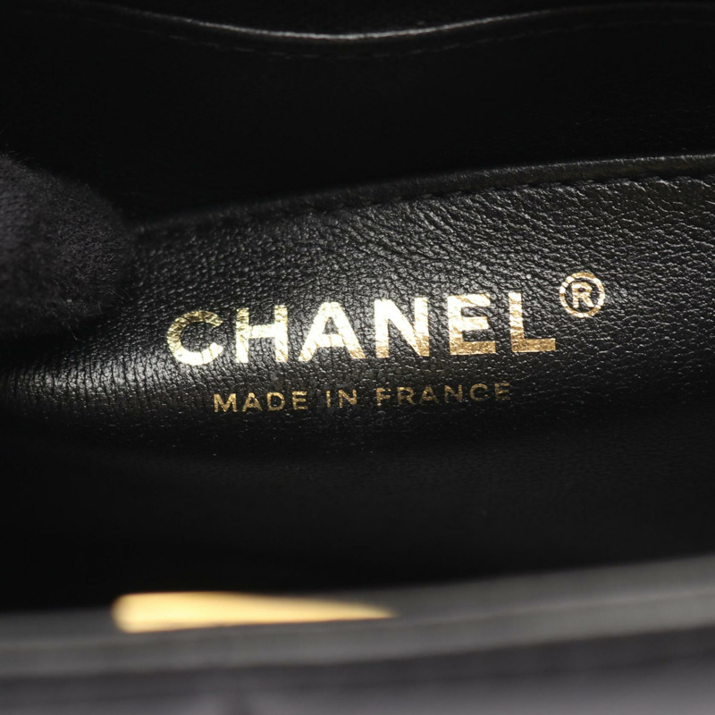 香奈兒巧克力棒迷你翻蓋單肩包 AS3744 羊皮 黑色 二手 金色五金-3