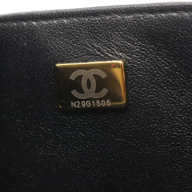 香奈兒巧克力棒迷你翻蓋單肩包 AS3744 羊皮 黑色 二手 金色五金-4