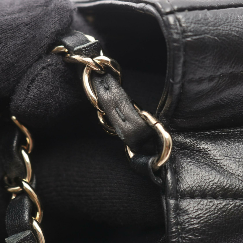 香奈兒巧克力棒迷你翻蓋單肩包 AS3744 羊皮 黑色 二手 金色五金-6