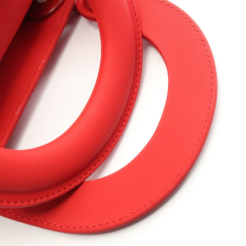 Christian Dior Lady Dior Cannage 迷你肩斜背包,紅色皮革,二手-6