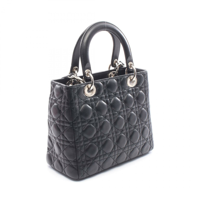 Dior LADY DIOR Cannage 肩背包,黑色皮革,二手女款-1