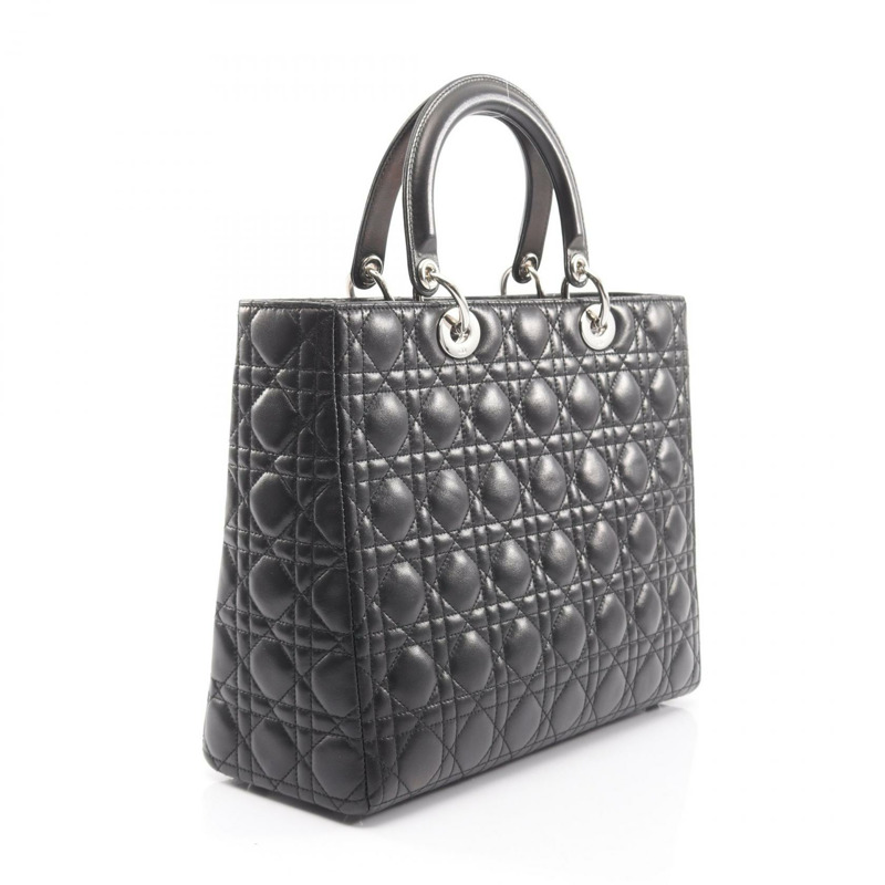 Dior Lady Dior 大單肩手提包,羊皮材質,黑色,二手女款-1