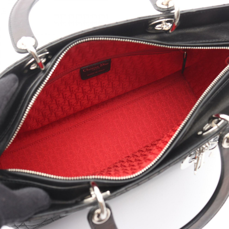 Dior Lady Dior 大單肩手提包,羊皮材質,黑色,二手女款-2