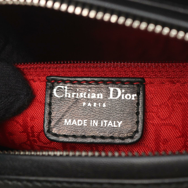 Dior Lady Dior 大單肩手提包,羊皮材質,黑色,二手女款-3