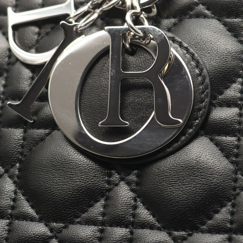 Dior Lady Dior 大單肩手提包,羊皮材質,黑色,二手女款-6