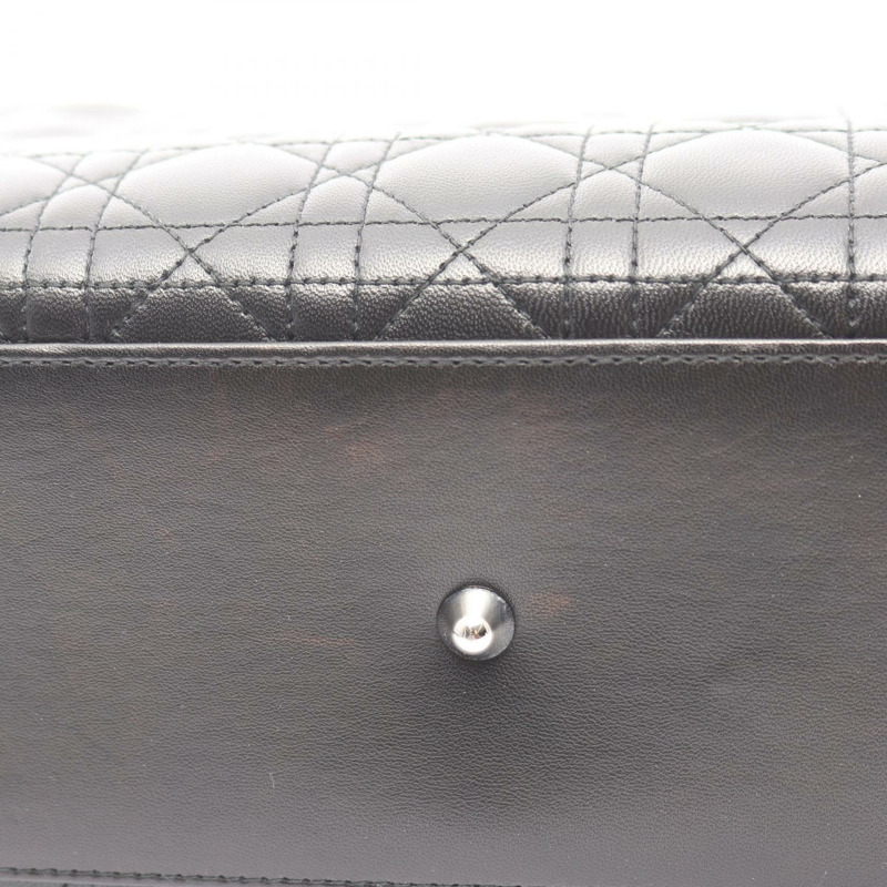 Dior Lady Dior 大單肩手提包,羊皮材質,黑色,二手女款-9