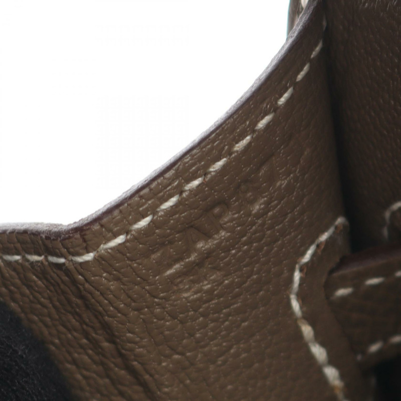 愛馬仕 Birkin Sellier 25 手提包,Z Epsom 皮革,灰褐色,二手,女士,金色五金-4