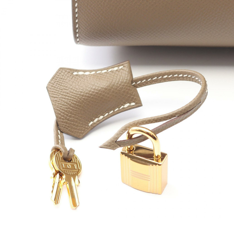 愛馬仕 Birkin Sellier 25 手提包,Z Epsom 皮革,灰褐色,二手,女士,金色五金-5