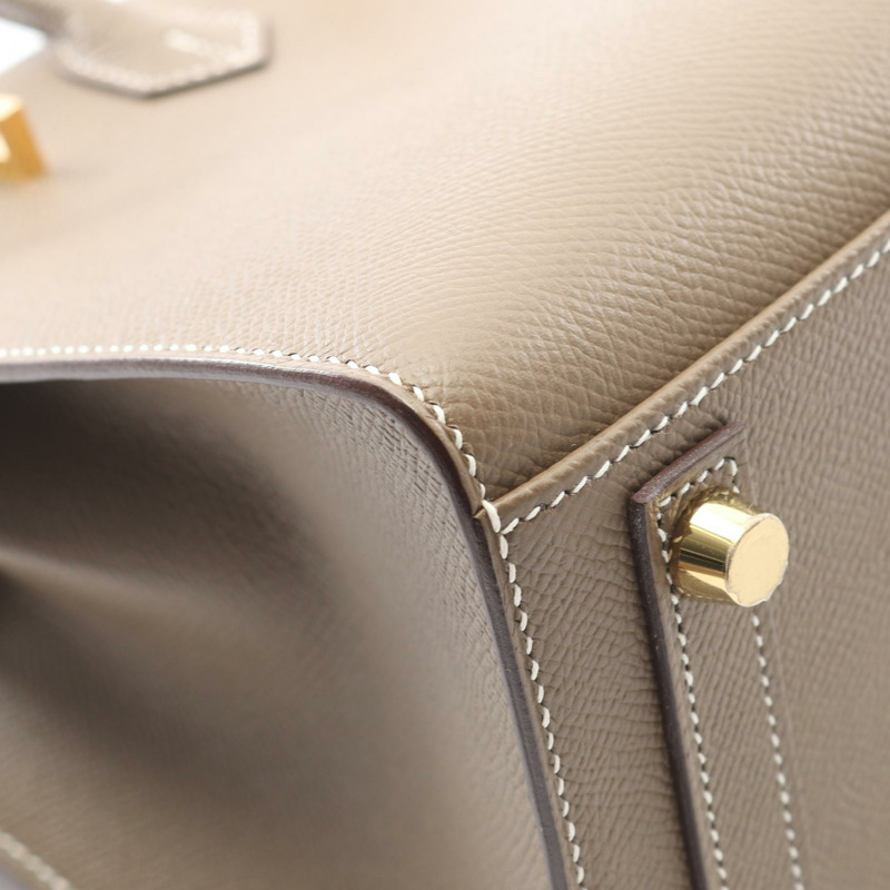 愛馬仕 Birkin Sellier 25 手提包,Z Epsom 皮革,灰褐色,二手,女士,金色五金-6