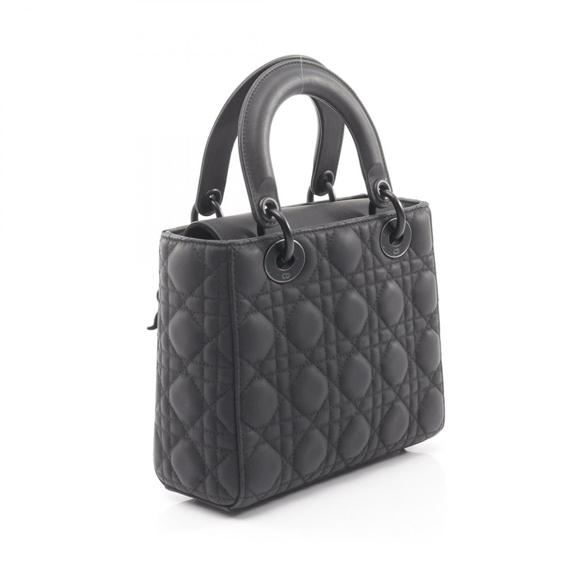 Dior MY LADY DIOR 小號肩斜背包,黑色真皮,二手女款-1