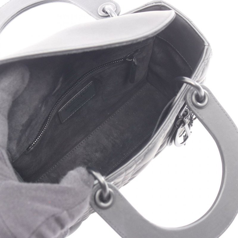 Dior MY LADY DIOR 小號肩斜背包,黑色真皮,二手女款-2