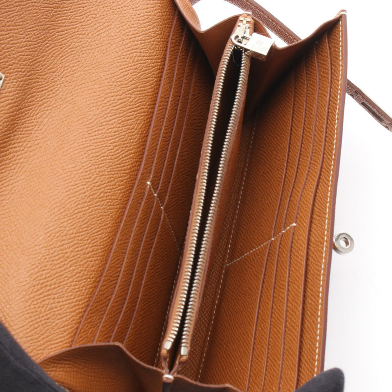 愛馬仕 Kelly 長版對折皮夾，Epsom 皮革，棕色，金色 SHW，二手，女士 A-2