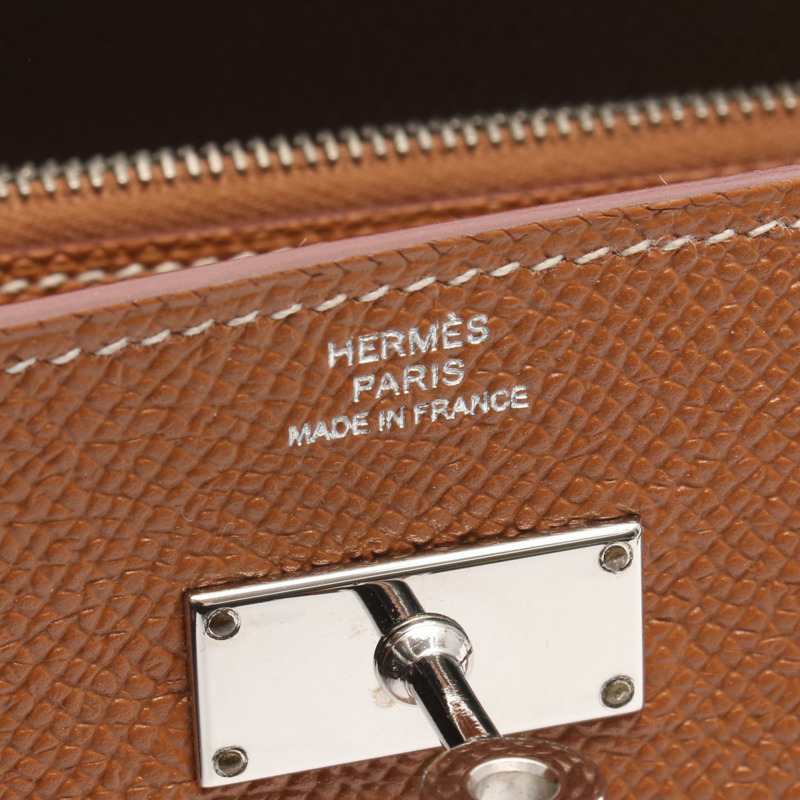 愛馬仕 Kelly 長版對折皮夾，Epsom 皮革，棕色，金色 SHW，二手，女士 A-4