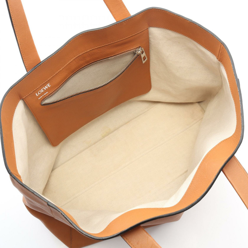LOEWE 大號東西向購物單肩手提包 308.20.K84 皮革 棕色 二手-2