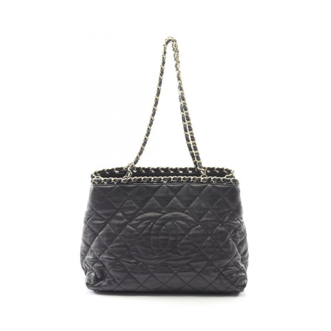 香奈兒 (CHANEL) Matelasse 鏈條手提單肩包，羊皮材質，黑色，金色五金，二手女款