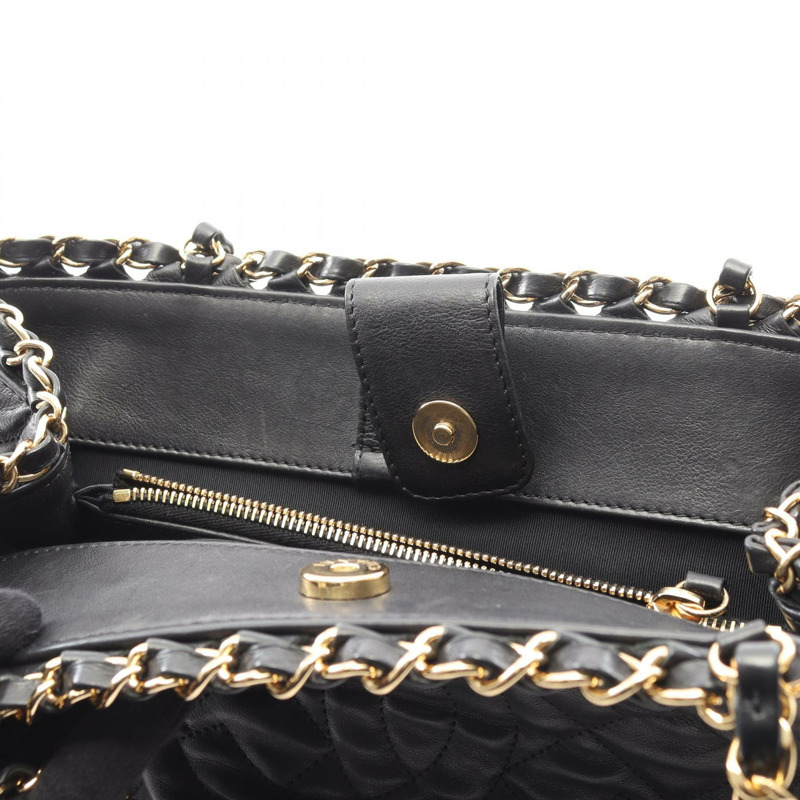 香奈兒 (CHANEL) Matelasse 鏈條手提單肩包，羊皮材質，黑色，金色五金，二手女款-5