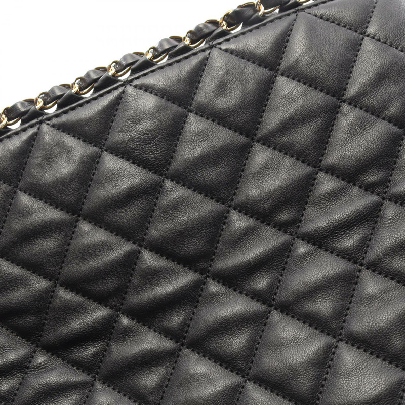 香奈兒 (CHANEL) Matelasse 鏈條手提單肩包，羊皮材質，黑色，金色五金，二手女款-10