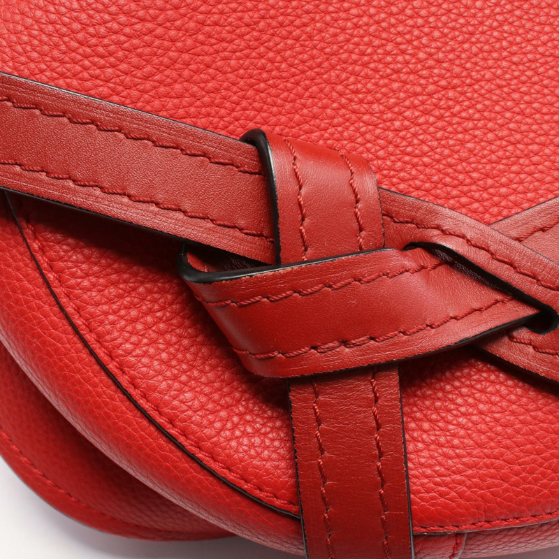 LOEWE Gate 小號斜背單肩包,紅色真皮,二手女款-4