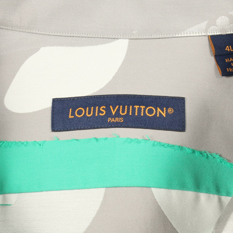 路易威登印花棉質 Fil Coupe Monogram 襯衫,灰色,二手男 #4L LV-2