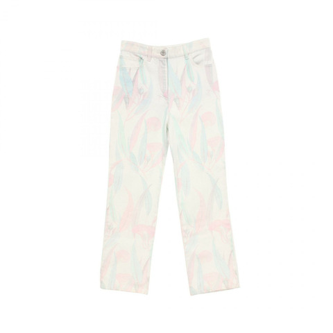 香奈兒 COCO 標誌牛仔褲 #36 棉質 白色 藍色 粉紅色 二手 女士 CC