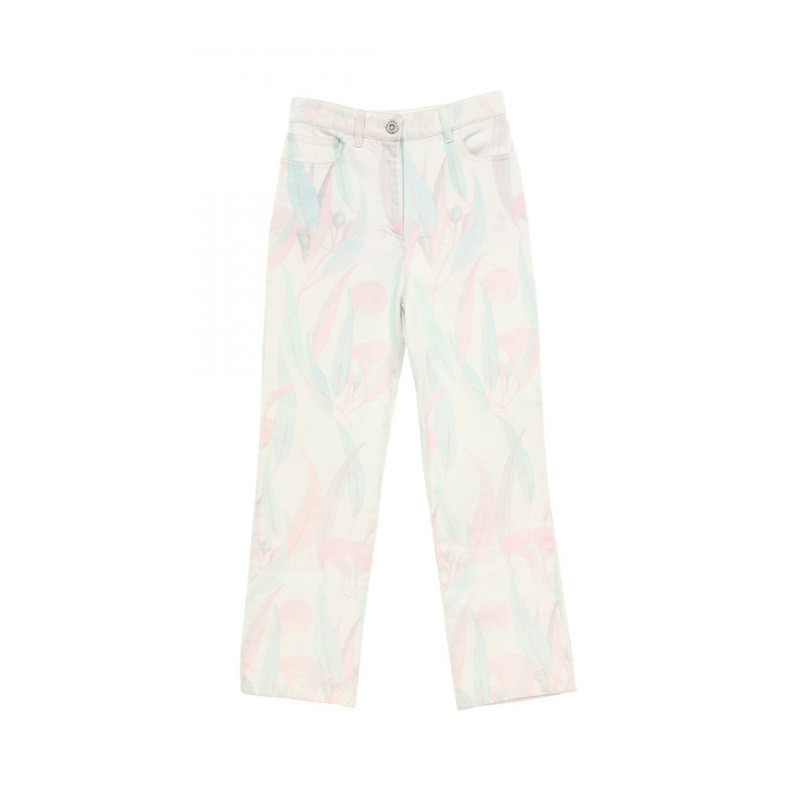 香奈兒 COCO 標誌牛仔褲 #36 棉質 白色 藍色 粉紅色 二手 女士 CC-0