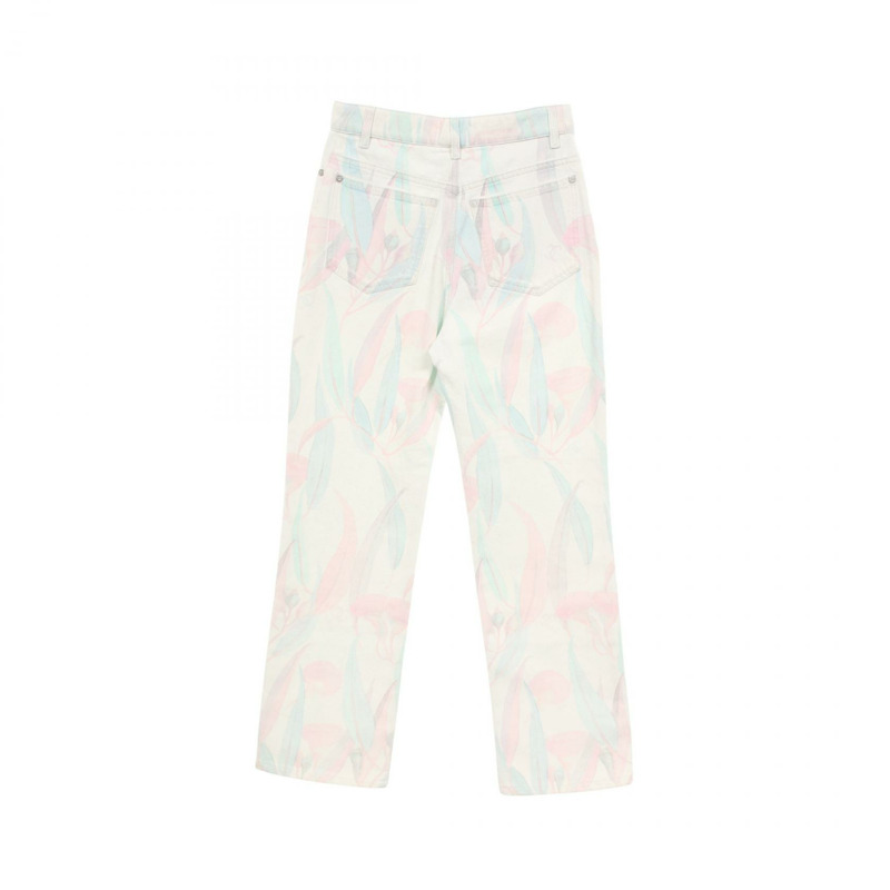 香奈兒 COCO 標誌牛仔褲 #36 棉質 白色 藍色 粉紅色 二手 女士 CC-1