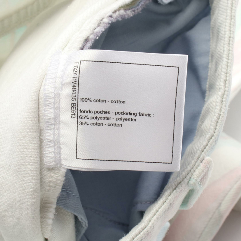 香奈兒 COCO 標誌牛仔褲 #36 棉質 白色 藍色 粉紅色 二手 女士 CC-3