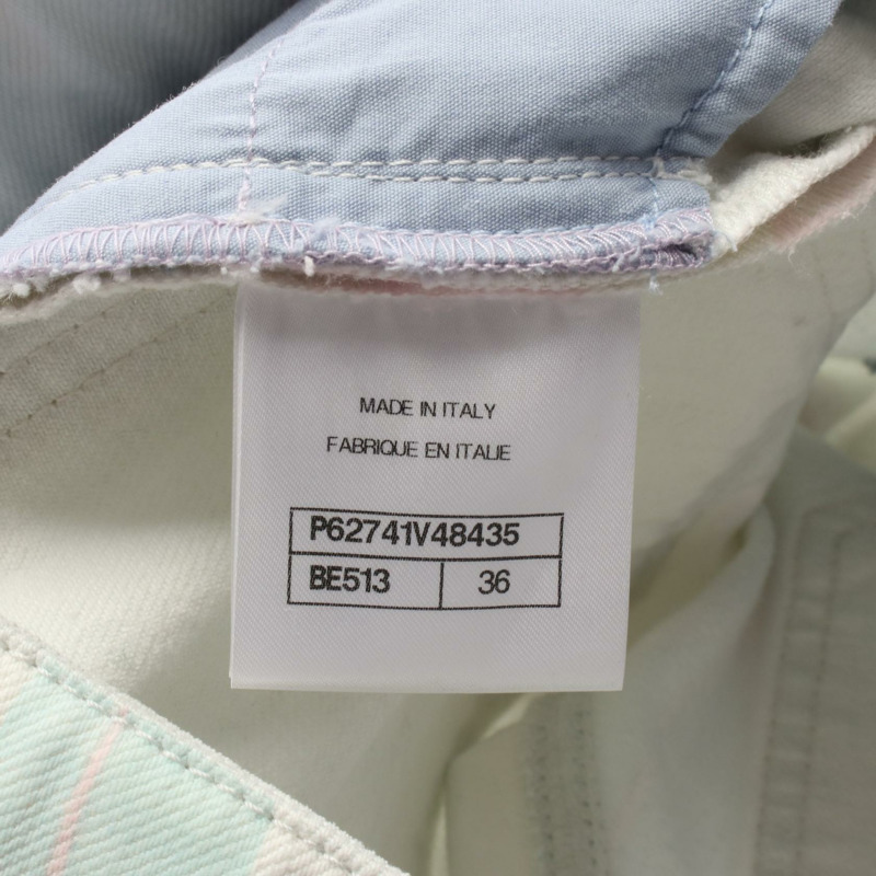 香奈兒 COCO 標誌牛仔褲 #36 棉質 白色 藍色 粉紅色 二手 女士 CC-4