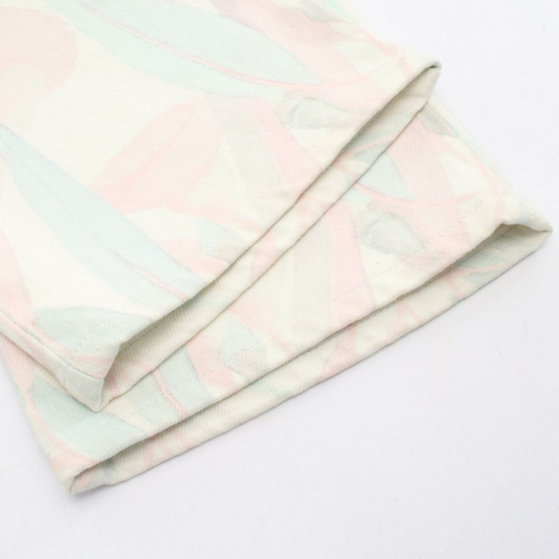 香奈兒 COCO 標誌牛仔褲 #36 棉質 白色 藍色 粉紅色 二手 女士 CC-8