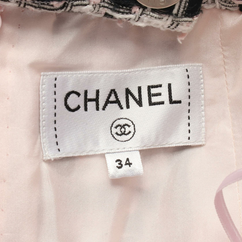 香奈兒 COCO 標誌紐扣鉛筆裙 #34 棉滌混紡 黑色 白色 粉紅色 二手-2