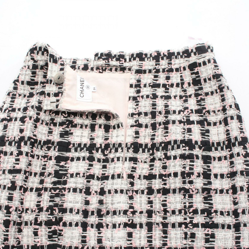 香奈兒 COCO 標誌紐扣鉛筆裙 #34 棉滌混紡 黑色 白色 粉紅色 二手-4