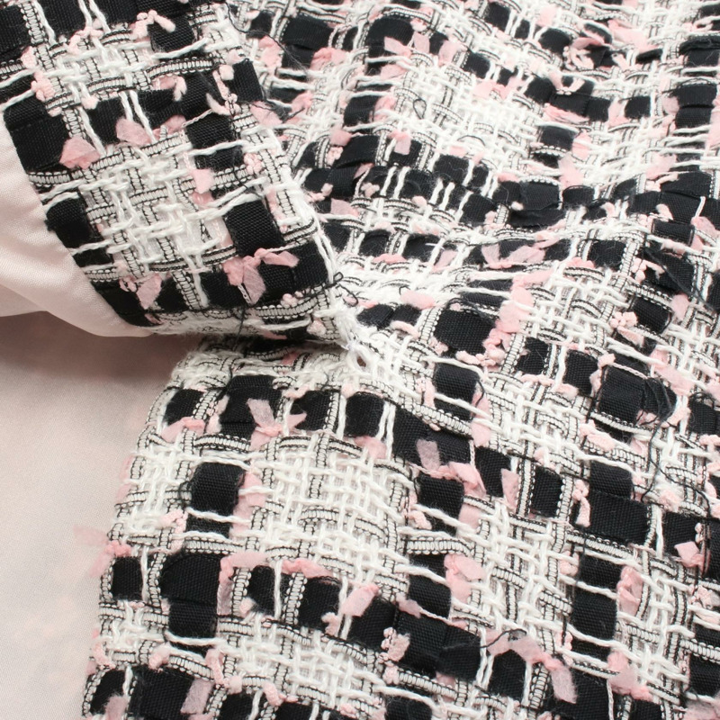 香奈兒 COCO 標誌紐扣鉛筆裙 #34 棉滌混紡 黑色 白色 粉紅色 二手-6