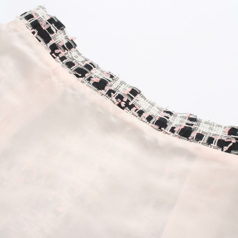 香奈兒 COCO 標誌紐扣鉛筆裙 #34 棉滌混紡 黑色 白色 粉紅色 二手-7