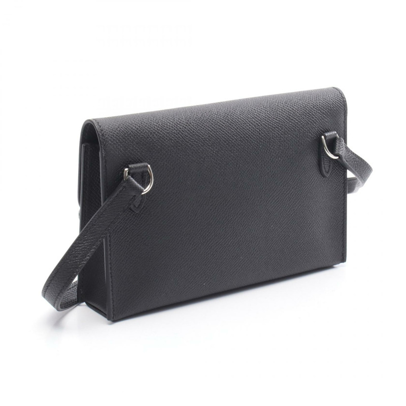 愛馬仕 Snap To Go 單肩斜背包，黑色 Epsom 皮革，二手 SHW-1