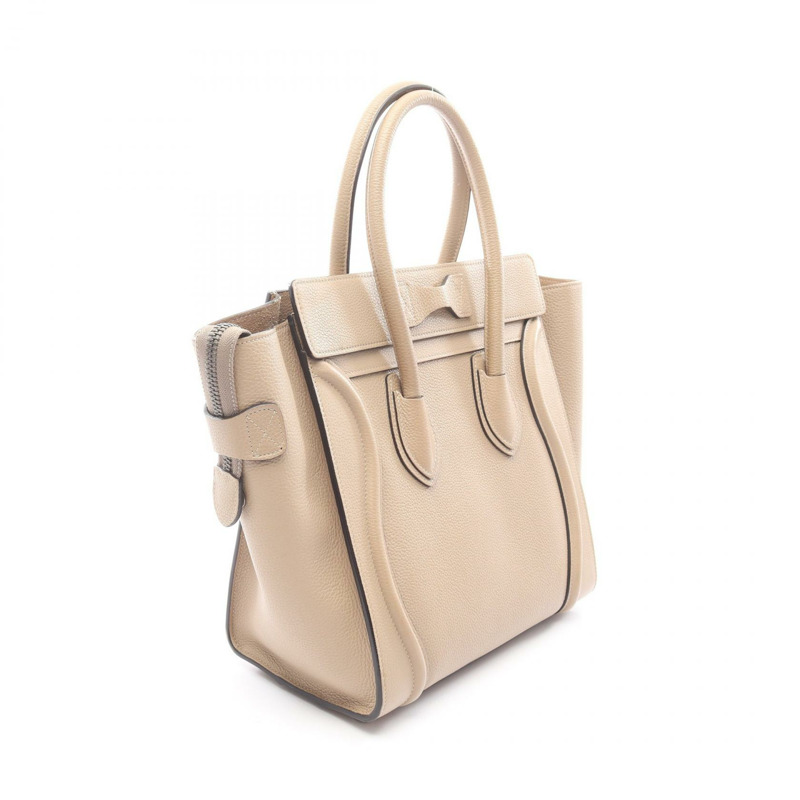CELINE Luggage 微型購物手提包 167793 皮革 米色 二手 女士-1